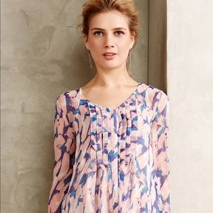 Maeve Painted Silk Blouse Pink